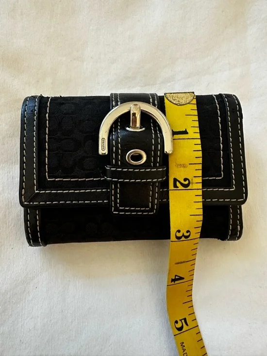 Coach Soho Black Signature Mini Trifold Canvas Wallet - Picture 8 of 9